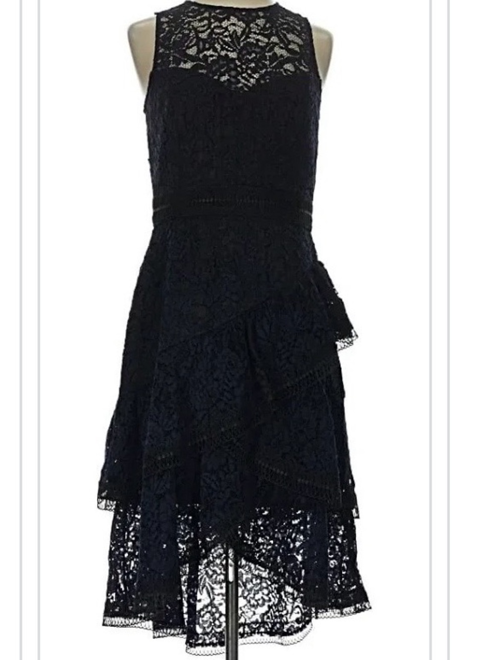 Eliza J Navy Lace Tiered Cocktail Dress